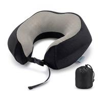 LUGG Memory Foam Travel Pillow - 360° Ergonomic Neck & Head Support, Slow Rebound Cushioning, Breathable Cover, Lightweight U-Shape Pillow for Flights, Trains & Cars, Includes Storage Bag - Black