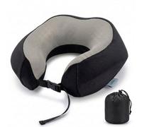 LUGG Memory Foam Travel Pillow - 360° Ergonomic Neck & Head Support, Slow Rebound Cushioning, Breathable Cover, Lightweight U-Shape Pillow for Flights, Trains & Cars, Includes Storage Bag - Black