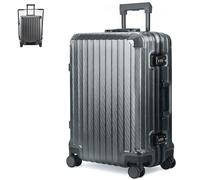 LUGG Solo Explorer 20 Inch Cabin Suitcase with Protection Cover - Alluminium Hard Shell Trolley, 37L Lightweight Travel Luggage, 360° Spinner Wheels, TSA Lock, Scratch & Water Resistant (55x38x22cm)