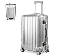 LUGG Solo Explorer 24 Inch Cabin Suitcase with Protection Cover - Alluminium Hard Shell Trolley, 66L Lightweight Travel Luggage, 360° Spinner Wheels, TSA Lock, Scratch & Water Resistant (65x45x27cm)