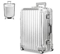 LUGG Solo Explorer 28 Inch Cabin Suitcase with Protection Cover - Alluminium Hard Shell Trolley, 106L Lightweight Travel Luggage, 360° Spinner Wheels, TSA Lock, Scratch & Water Resistant (75x52x31cm)