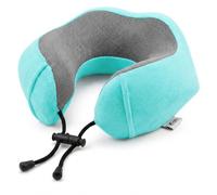 LUGG Travel Memory Foam Neck Pillow with Buckle - Ergonomic Neck Support, Portable & Lightweight, Ideal for Flights and Road Trips (Turquoise) - 28 x 28 x 4cm