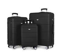 LUGG Travel Suitcase Set - Jetset 3-Piece Hard Shell Luggage, 20" 25" 28" Strong & Lightweight with Secure TSA Lock, Smooth 360° Wheels, Internal Pockets - Airline Approved (Black)