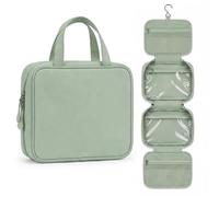 LUGG Travel Toiletry Bag - Toiletry Bags for Women with Hanging Hook, Spacious Waterproof Makeup Bag, Multiple Compartments, Multipurpose Travel & Holiday Essentials, 19 x 8 x 25 cm - Sage Green