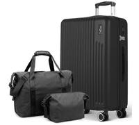 Lugg Vacay 3-Piece 28Inch Suitcase, Duffel Bag & Toiletry Bag Travel Set, Black