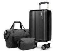 Lugg Vacay 3 Piece 40Cm Suitcase, Duffel Bag & Toiletry Bag Travel Set, Black