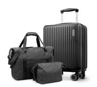 Lugg Vacay 3-Piece Travel Set - 45x20x33cm Underseat Hard Shell Cabin Suitcase, Waterproof Duffle Bag & Toiletry Bag, Lightweight Airline Hand Luggage Travel Set with 360° Spinner Wheels