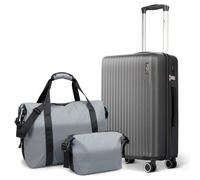 LUGG Vacay 3-Piece Travel Set - 55x35x23cm Hard Shell Cabin Suitcase, Travel Duffle Bag & Toiletry Bag, ABS Luggage with TSA Lock, 360° Spinner Wheels, Waterproof Holdall for Airline & Weekend Travel