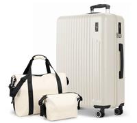 Lugg Vacay 3-Piece Travel Set - 86 x 58 x 31 cm ABS Hard Shell Suitcase, Travel Duffle Bag & Toiletry Bag, TSA Lock, 360° Spinner Wheels, Waterproof Holdall, Lightweight Luggage Set for Men & Women