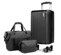 Lugg Vacay 3-Piece Travel Set - 40Cm Suitcase, Duffel Bag & Toiletry Bag In Black Black