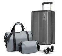 Lugg Vacay 3-Piece Travel Set - 40Cm Suitcase, Duffel Bag & Toiletry Bag In Grey Grey