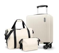 Lugg Vacay 3-Piece Travel Set - 45x20x33cm Underseat Hard Shell Cabin Suitcase, Waterproof Duffle Bag & Toiletry Bag, Lightweight Airline Hand Luggage Travel Set with 360° Spinner Wheels