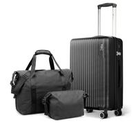 LUGG Vacay 3-Piece Travel Set - 55x35x23cm Hard Shell Cabin Suitcase, Travel Duffle Bag & Toiletry Bag, ABS Luggage with TSA Lock, 360° Spinner Wheels, Waterproof Holdall for Airline & Weekend Travel