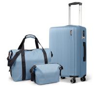 Lugg Vacay 3-Piece Travel Set - 55x35x23cm Hard Shell Cabin Suitcase, Travel Duffle Bag & Toiletry Bag, ABS Luggage with TSA Lock, 360° Spinner Wheels, Waterproof Holdall for Airline & Weekend Travel