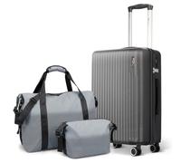 LUGG Vacay 3-Piece Travel Set - 55x35x23cm Hard Shell Cabin Suitcase, Travel Duffle Bag & Toiletry Bag, ABS Luggage with TSA Lock, 360° Spinner Wheels, Waterproof Holdall for Airline & Weekend Travel