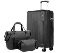 Lugg Vacay 3-Piece Travel Set - 66.5x44x25.5 cm ABS Hard Shell Suitcase, Waterproof Duffel Bag & Toiletry Bag, TSA Lock, 360° Spinner Wheels, Lightweight Airline Travel Luggage