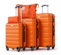 Luggage 3 Piece Sets Hard Shell Luggage Set with Spinner Wheels, TSA Lock, 20 24 28 inch Travel Suitcase Sets, Orange, 19in23in27in/DB/TB