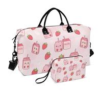 Luggage Bag Set 2 Piecing Wave Quilted Mesh Pocket Spacious Daily Storage Berry Critters