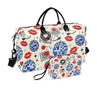 Luggage Bag Set 2 Piecing Wave Quilted Mesh Pocket Spacious Daily Storage Patriotic Prints