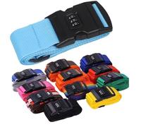 Luggage Baggage Strap Strong Extra Safety Adjustable Travel Tie Belt 13 Colours (Blue w/LOCK (1PC))