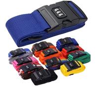 Luggage Baggage Strap Strong Extra Safety Adjustable Travel Tie Belt 13 Colours (Dark Blue w/LOCK (1PC))