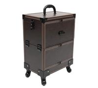 Luggage Cosmetic Cases,7-Compartment Modern Rolling Makeup Train Case Trolley Cosmetic Organizer Box Beauty for Artist Salon Box+Mirror for Professional Make-up Artists Hairdressers Nail Tec