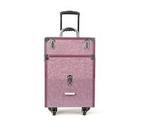 Luggage Cosmetic Cases,Rolling Makeup Train Case with Wheels Cosmetology Case on Wheels Large Capacity Trunk Case with Drawer for Makeup Artists Nail Teach Hairstylists (Grey : Pink)
