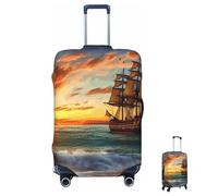 Luggage Cover 65-95CM Elastic Suitcase Cover Protector Pirate Ship in The Sunset Luggage Covers Anti-Scratch Washable Carry On Suitcase Protector Decoraitve Covers M