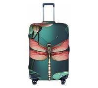 Luggage Cover Dragonfly with Water Lily Elastic Washable Stretchy Scratch Resistant Travel Cover White/Opulent Garden Medium, White/Opulent Garden, M