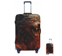 Luggage Cover Elastic Anti-Scratch Suitcase Protector Washable Luggage Sleeve Wild Wolf in the Fire Suitcase Cover Protector Fit 65-95 CM Suitcases Travel Accessories S