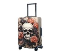 Luggage Cover Elastic Washable Suitcase Protector Ancient skull and flowers Suitcase Covers for Luggage 18-32 Inch Portable Travel Luggage Covers Sleeve Dust-proof Anti-Scratch Baggage Covers, Black,
