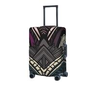 Luggage Cover Elastic Washable Suitcase Protector Art deco geometric pattern Suitcase Covers for Luggage 18-32 Inch Portable Travel Luggage Covers Sleeve Dust-proof Anti-Scratch Baggage Covers, Black,
