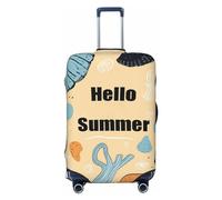 Luggage Cover Elastic Washable Suitcase Protector Dustproof Personalized Hello Summer Travel Baggage Covers for 18-32 Inch, Medium, Black