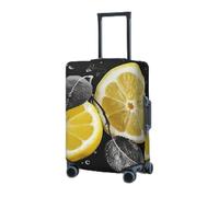 Luggage Cover Elastic Washable Suitcase Protector Lemon with on black and white Suitcase Covers for Luggage 18-32 Inch Portable Travel Luggage Covers Sleeve Dust-proof Anti-Scratch Baggage Covers,