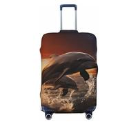 Luggage Cover for Travel Elastic Suitcase Cover Silhouette of Two Dolphins Jumping Luggage Covers Fashion Suitcase Protector Thickened Baggage Cover Dustproof Suitcase Sleeve Fits 18-32 Inch Luggage,