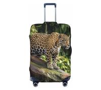 Luggage Cover Jaguar Cat on Tree Trunk Waterfall Travel Luggage Covers Thicker Elastic Suitcase Cover Dustproof Baggage Cover Scratch-Resistant Suitcase Cover Protector Fit 18-32 Inch Luggage, Black,