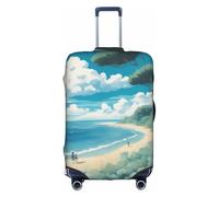 Luggage Cover Protector - seashells on the beach Print Suitcase Cover for Women & Girls, Travel Accessories, Business Trip, White, Medium