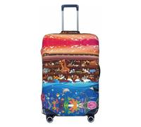 Luggage Cover Protector Suitcase Cover - Animals On Noah's Ark2 Santi-Scratch Uitcase Cover for Luggage, Black, X-Large