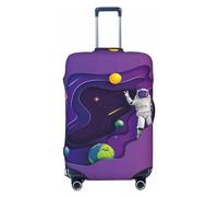 Luggage Cover Protector Suitcase Cover - Astronaut on Mission in Outer Space Santi-Scratch Uitcase Cover for Luggage, Black, Large