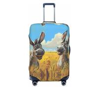 Luggage Cover Protector Suitcase Cover - Funny Countryside Donkey Soft Fashion Uitcase Cover for Luggage, Black, Medium