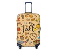 Luggage Cover Protector Suitcase Cover - Hello Fall Autumn Leaves Santi-Scratch Uitcase Cover for Luggage, Black, Small