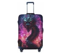 Luggage Cover Protector Suitcase Cover - Neon Futuristic Dragon Santi-Scratch Uitcase Cover for Luggage, Black, Small