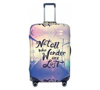 Luggage Cover Protector Suitcase Cover - Not All Those Who Wander Are Lost Soft Fashion Uitcase Cover for Luggage, Black, Small