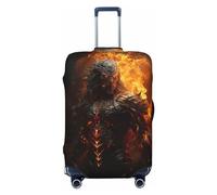 Luggage Cover Protector Suitcase Cover - Red-Eyed Fire Warrior Santi-Scratch Uitcase Cover for Luggage, Black, Small