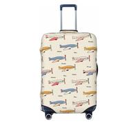 Luggage Cover Protector Suitcase Cover - Striped Vintage Planes Soft Fashion Uitcase Cover for Luggage, Black, Small