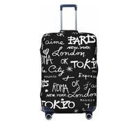 Luggage Cover Protector Suitcase Cover - Travel The World Santi-Scratch Uitcase Cover for Luggage, Black, Small