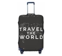 Luggage Cover Protector Suitcase Cover - Travel The World1 Santi-Scratch Uitcase Cover for Luggage, Black, Small