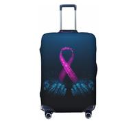 Luggage Cover Protector Suitcase Cover - Two Human Hands are Holds Pink Ribbon Awareness Santi-Scratch Uitcase Cover for Luggage, Black, Medium