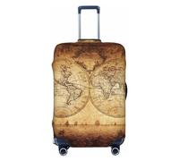 Luggage Cover Protector Suitcase Cover - Vintage Map Of The World Santi-Scratch Uitcase Cover for Luggage, Black, Small