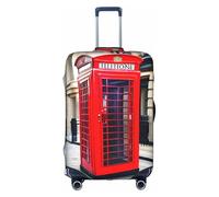 Luggage Cover Protector - Telephone Booth Print Suitcase Cover for Women & Girls, Travel Accessories, Business Trip, White, Large